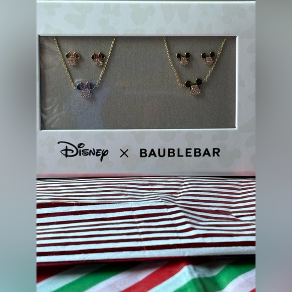 🐹 DISNEY X BAUBLEBAR MICKEY & MINNEY MOUSE NECKLACE & EARRING SET 🐹 NWT 🐹 - Picture 4 of 16